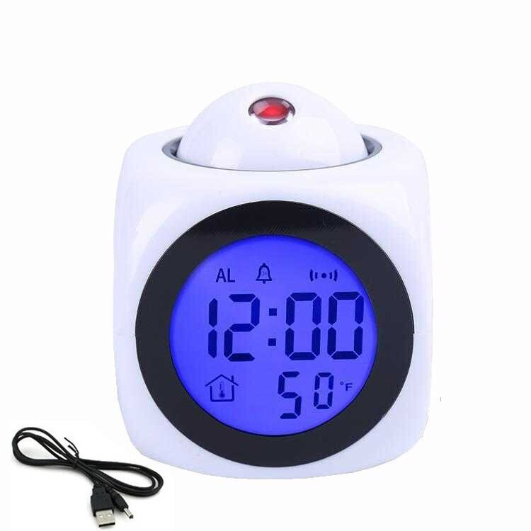 QIUZHISE | New Multi-Functional Projection Clock LED Lamp Projection Alarm Clock Voice Announcing Clock Tabletop Decorative Clock