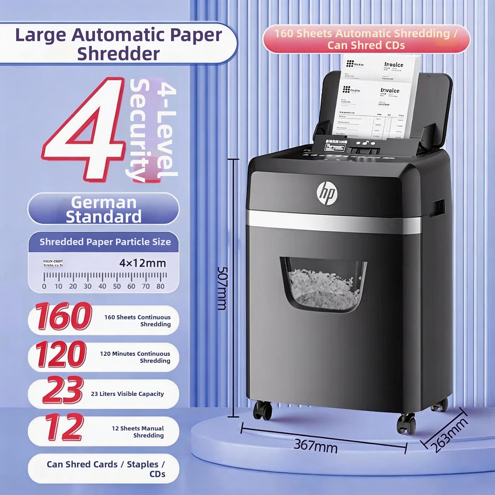 HP | High Security Automatic Paper Shredder 80 Sheets