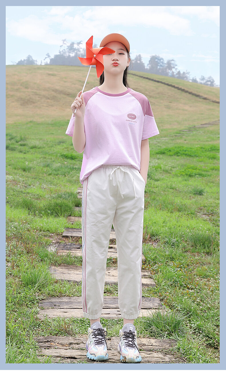 Junior High School Girls Short Sleeve T-shirt Loose Summer Wear 2024 New Arrival High School Student Youth Girlish 12 Half Sleeve 15 Years Old · v2