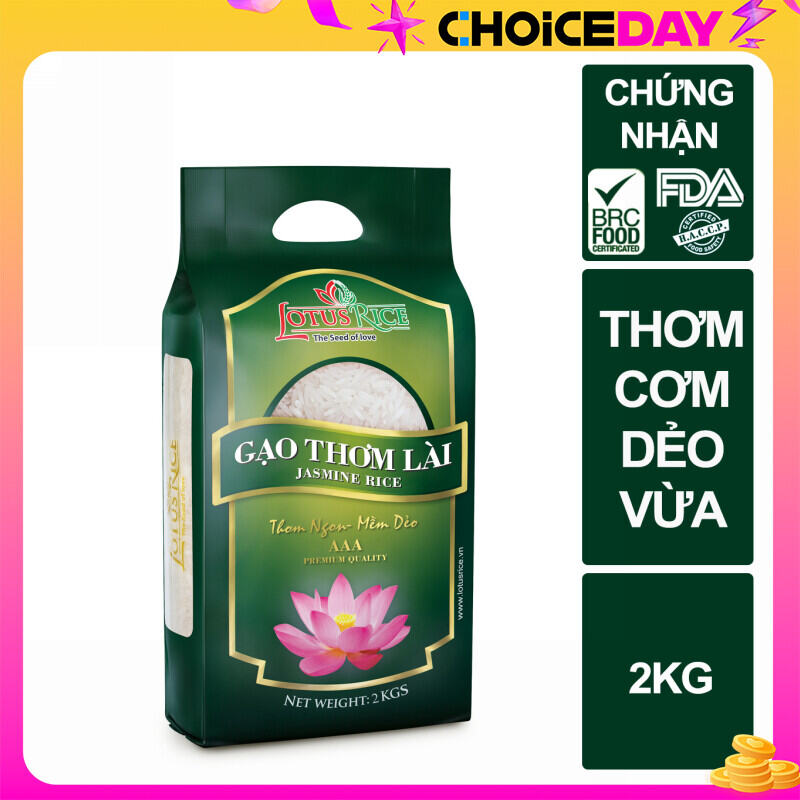 Gạo Thơm Lài thơm ngon dẻo vừa Lotus Rice 2kg Chuẩn xuất khẩu Đạt nhiều chứng nhận an toàn thực phẩm