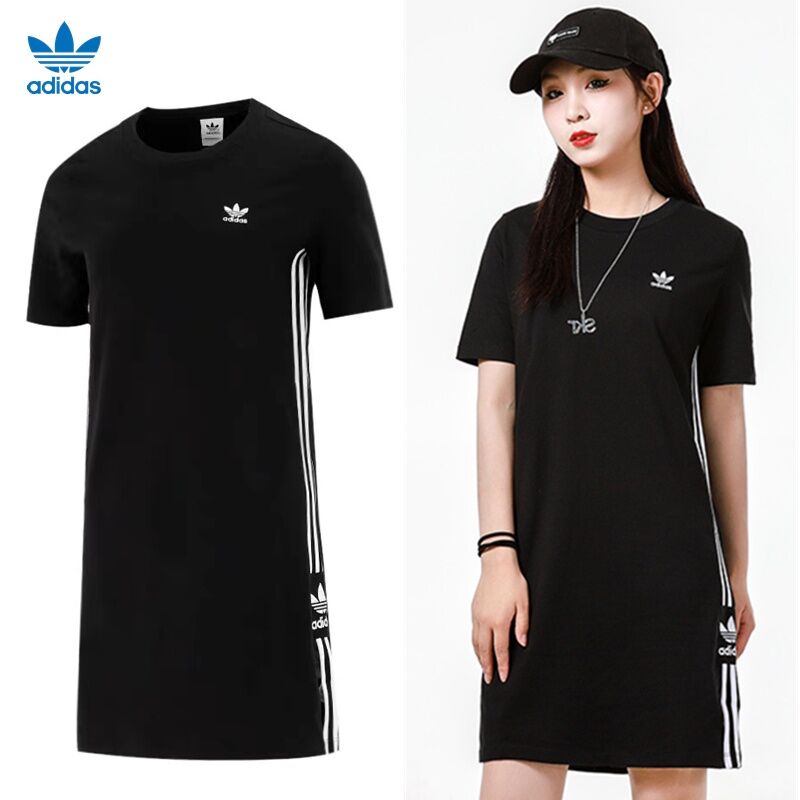 Adidas originals trefoil hot sale logo dress in black