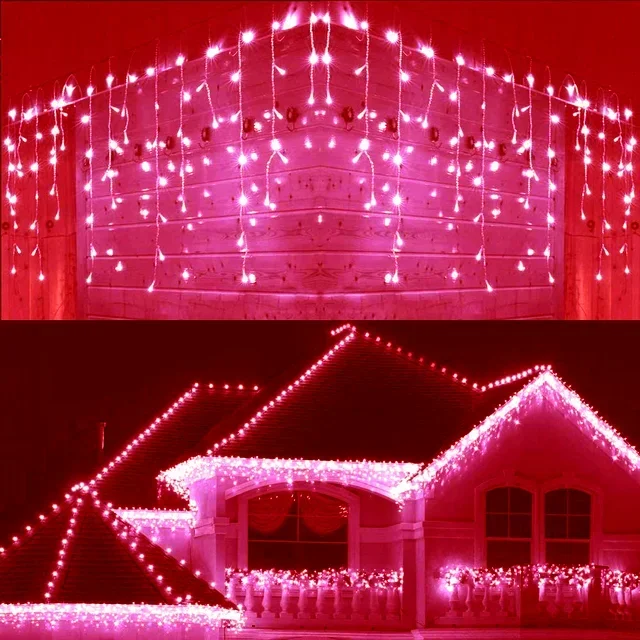 Christmas Garland LED Curtain Icicle Lights Festoon LED Light Droop Waterfall String Lights Outdoor Garden Street Eaves Decor
