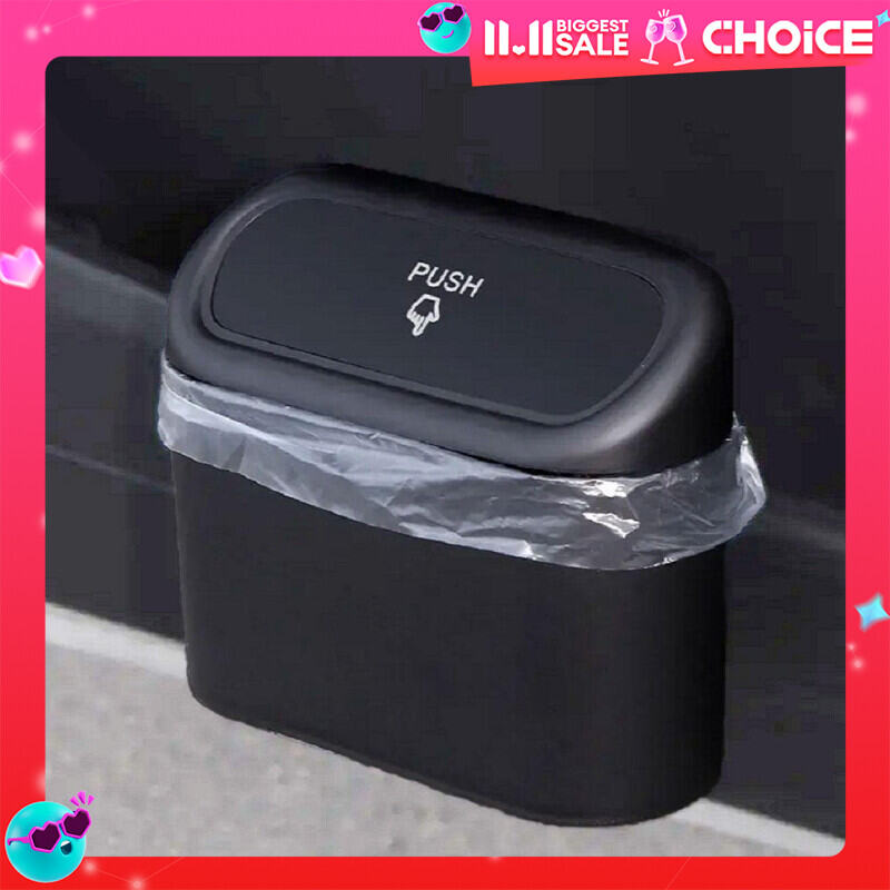 Portable Plastic Car Storage Box Car Trash Can With Lid Garbage Waterproof Box Mobile Trash Bin