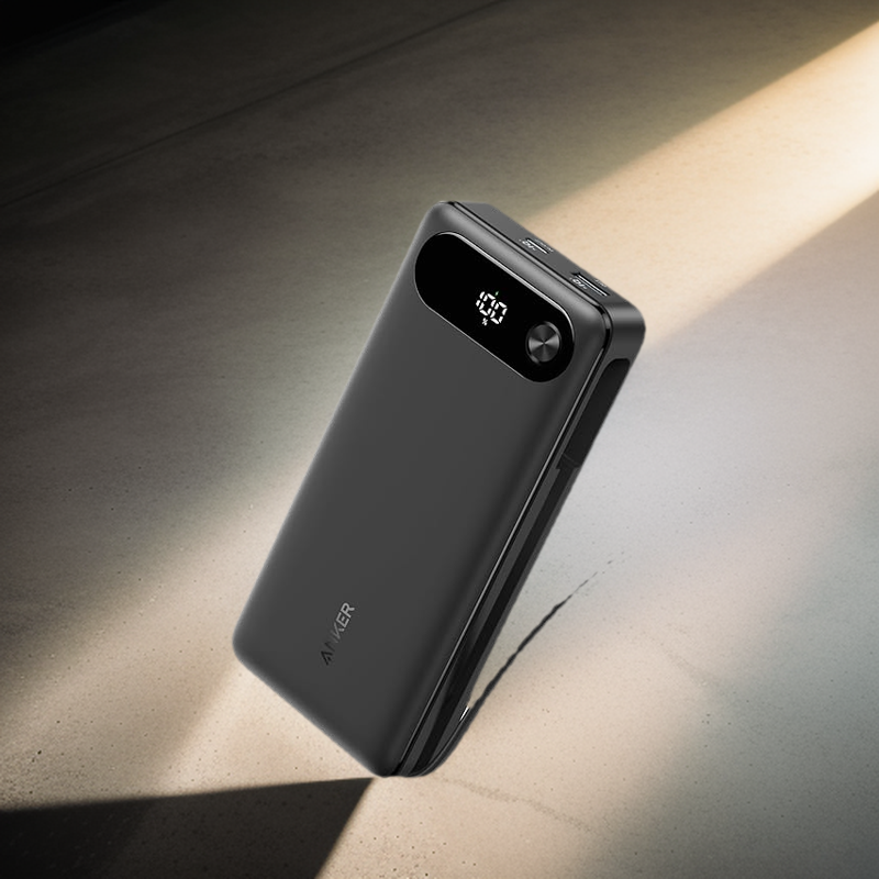 Anker a1383 পাওয়ার ব্যাংক, বিল্ট-ইন 20,000 কেবল সহ USB-C mah পোর্টেবল চার্জার, ল্যাপটপের জন্য 87w ম্যাক্স ফাস্ট চার্জিং ব্যাটারি প্যাক, 2 USB-C কেবল. 