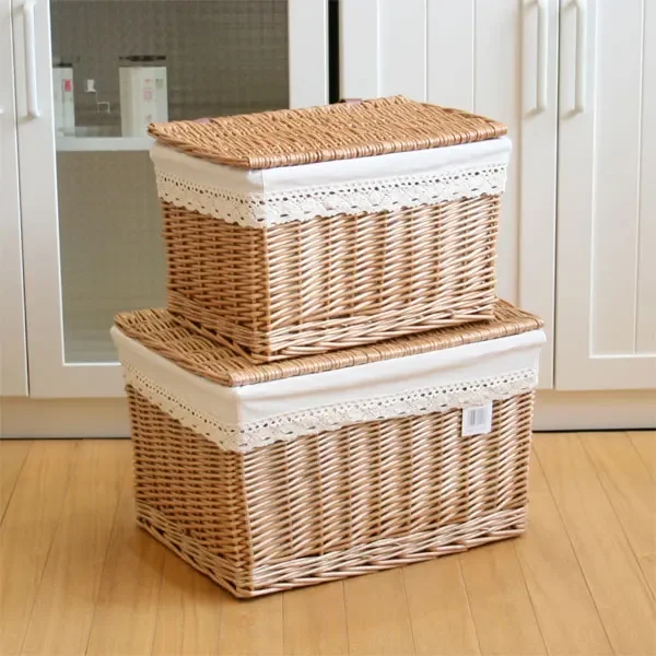 Hot Selling New Arrival Rattan Straw and Wicker Large Size Clothes Storage Basket with Lid Storage Box, Storage Basket, Box
