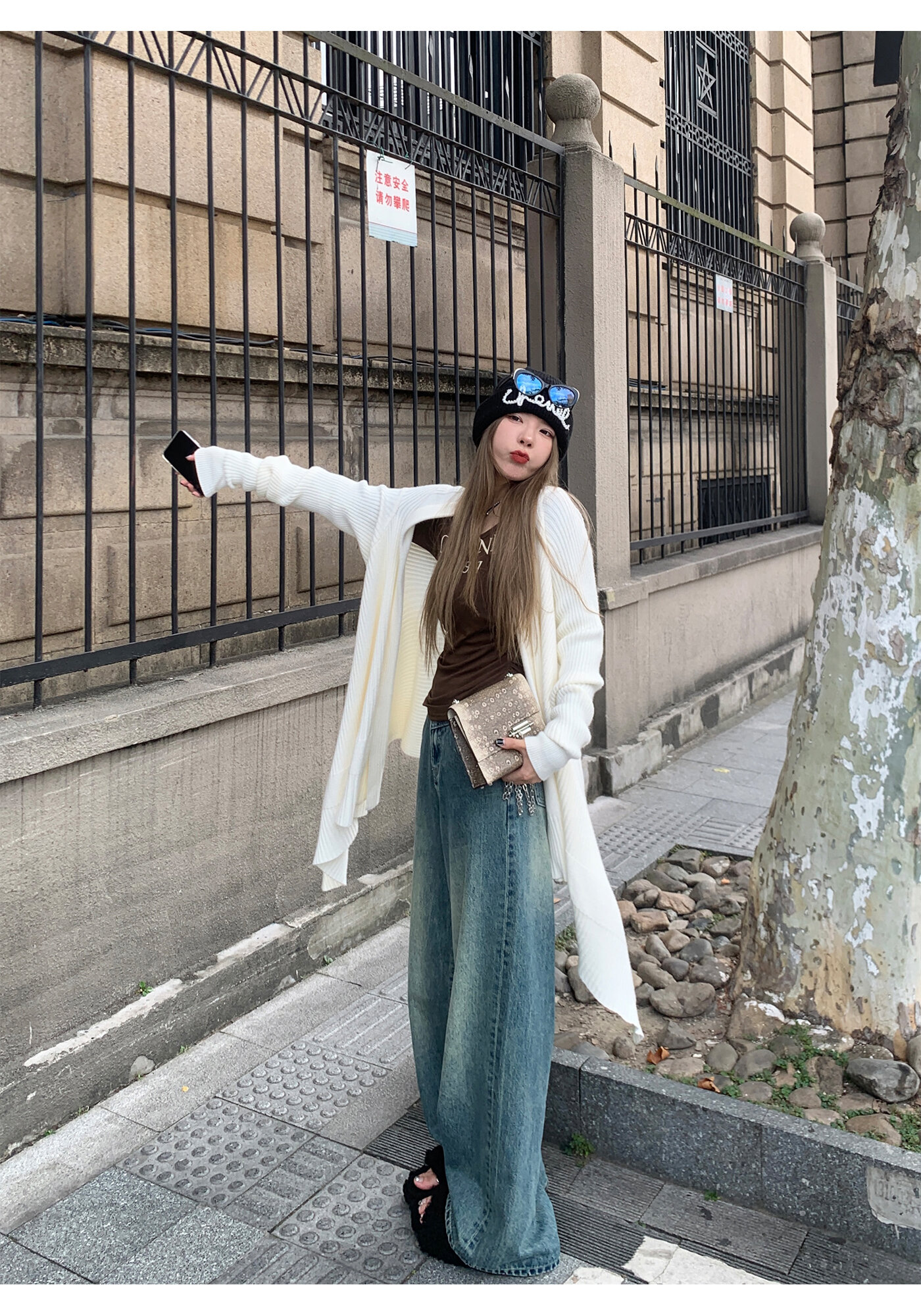 High Waist Wide Leg Jeans Women's Loose Fit Washed out Style Spring Autumn Denim Pants by LUU Peach Joy Slimming Effect · v2
